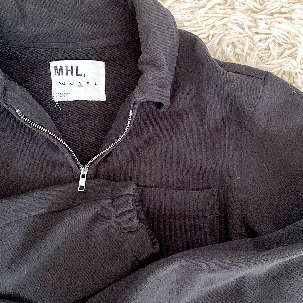 Black Quarter-Zip Crewneck Sweater